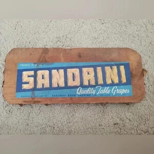 Vintage Sandrini Brand Grapes Cal Wooden Crate End Wall Hanger Rustic Farm decor